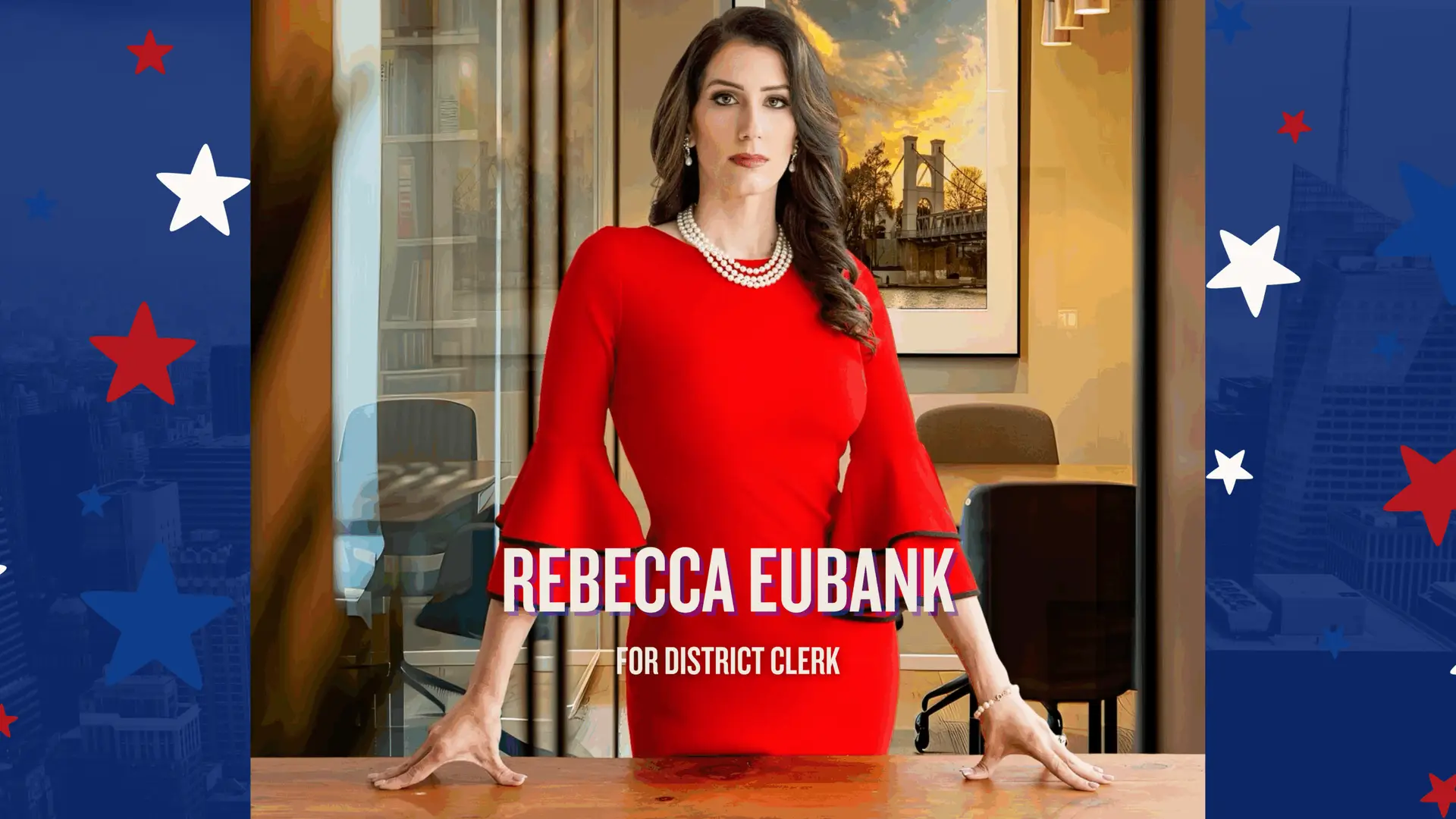 Rebecca Eubank's life story and qualifications for McLennan County District Clerk, featuring her family, military, and law enforcement background.